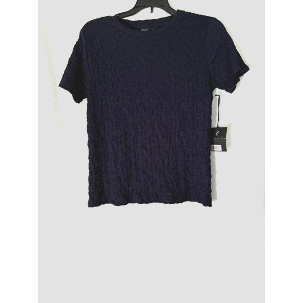 Simply Vera Vera Wang Women’s Medium Navy Textured Short Sleeve Top NWT